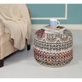 thumbnail image 3 of Laddha Home Designs 18" White and Black Bohemian Hand Loomed Round Pouf Ottoman, 3 of 3