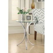Eloise Round Glass Top Accent Side Table Chrome