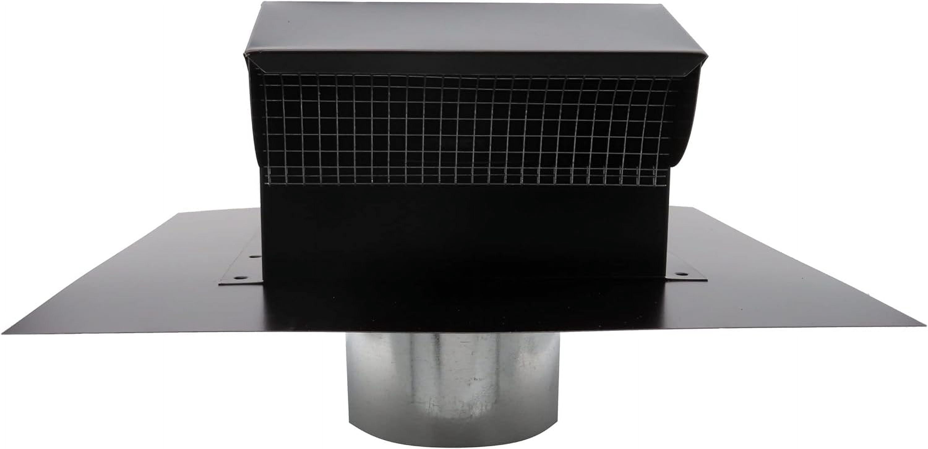 RDP Rooftop Exhaust Vent Cap with Damper and Bottom Extension (6 Inch, Black)