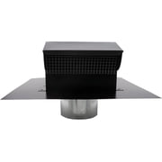 RDP Rooftop Exhaust Vent Cap with Damper and Bottom Extension (6 Inch, Black)