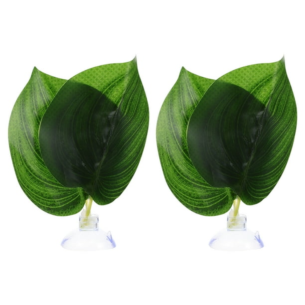 KAKOWELY 2 plantas de plástico para reptiles, plantas decorativas para acuarios, plantas artificiales para peceras, decoración de acuarios.