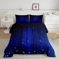 thumbnail image 2 of Erosebridal Royal Blue and Black Comforter Set King Ombre Glitter Bedding Set for Teen Room Decor,Abstract Striped Comforter Lightweight 3Pcs, 2 of 6