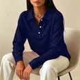 thumbnail image 7 of Fabrcox Long Sleeve Navy Polo Shirts for Women Collared Women's Golf Shirts Button Side Slits Trendy Uniforms Casual Business Tops for Women XL, 7 of 7