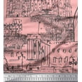 thumbnail image 1 of Soimoi Pink Cotton Poplin Fabric London Theme Architectural Printed Craft Fabric by the Yard 42 Inch Wide, 1 of 3