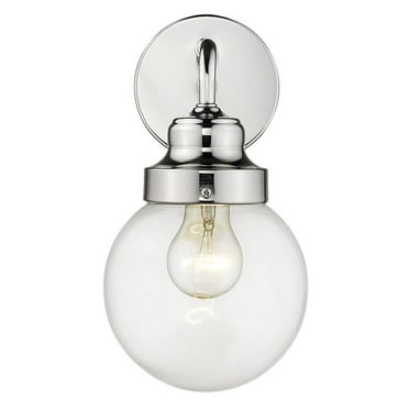 HomeRoots One Light Silver Wall Sconce with Round Glass Shade