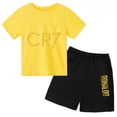 thumbnail image 4 of Conjunto de camiseta y pantalones cortos con estampado de estrellas CR7 de algodón para niños y niñas de 3 a 13 años en edad preescolar, ropa informal para niños Sunshine, 4 of 5