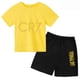 thumbnail image 3 of Conjunto de camiseta y pantalones cortos con estampado de estrellas CR7 de algodón para niños y niñas de 3 a 13 años en edad preescolar, ropa informal para niños Sunshine, 3 of 4