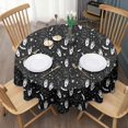 thumbnail image 3 of Black White Halloween Hand Tarot Bat Pattern Round Tablecloth 60"x60",Wrinkle Wipeable Table Cloth for Kitchen Dining Room Picnic Patio Party, 3 of 6