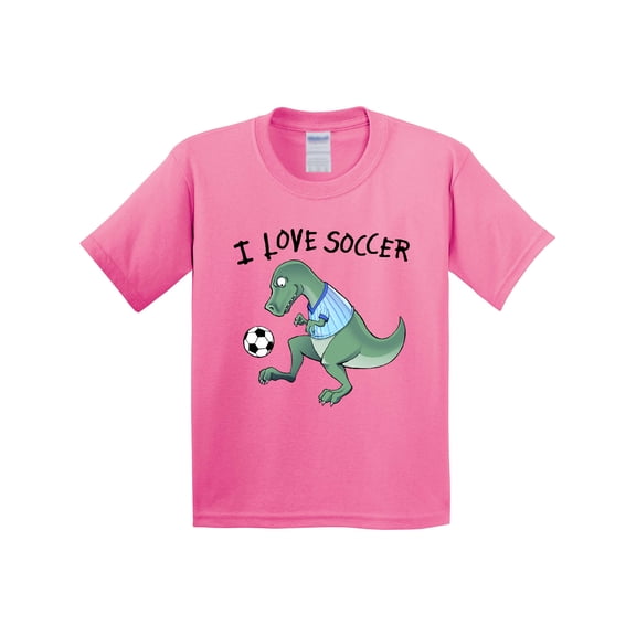 Inktastic I Love Soccer-dinosaur in Blue Youth T-Shirt