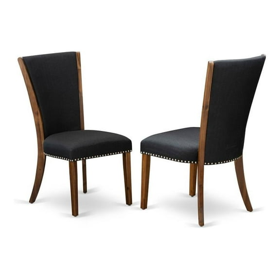 Pemberly Row 35" Fabric Dining Chairs in Walnut/Black (Set of 2)