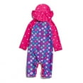 thumbnail image 5 of BONVERANO Baby Girls Swimsuit UPF 50+ Sun Protection, Zip Front Hoodie Long Sleeve One Piece Swimwear, Toddler Bathing Suit （Purple Flower 12-18months）, 5 of 8
