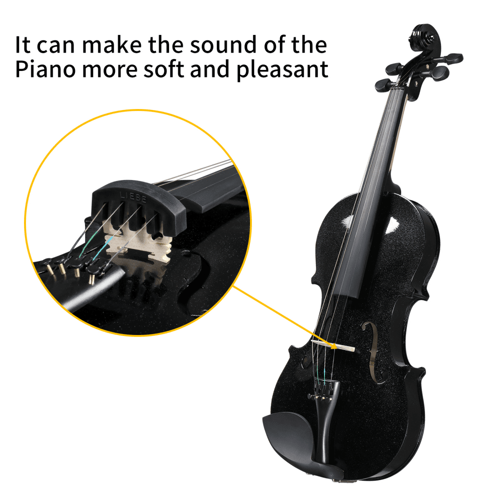 Tcbosik 4/4 Acoustic Violin Set, Acoustic Violin Beginner Set with Hard Case, Bow and Rosin, Fiddle Kit with Sordine, Extra Strings and Shoulder Rest, Black