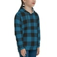 thumbnail image 3 of Easygdp Blue Black Plaid Boys Hoodie Kids Sweatshirt Youth Pullover With Hood-Small, 3 of 6