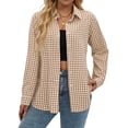 thumbnail image 2 of Fantaslook Plaid Button Down Shirts for Women Dressy Casual Long Sleeve Shirts Collared Work Blouses Tops, 2 of 10