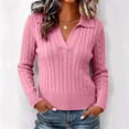 thumbnail image 2 of Edvintorg Sueters De Mujeres Fall Sweater Plus Size Women Long Sleeve Casual Pullover Top V Neck Loose Knit Sweaters Fashion Clothing Pink XL, 2 of 9
