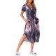 thumbnail image 4 of INSPIRAR CHIC Camisón de Mujer con Cuello en V, Manga Corta, Camisón Largo, Vestido de Lounge de Primavera Verano con Bolsillo, Talla XL, Tie Dye Negro Rosa, 4 of 6