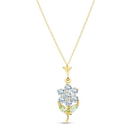 Galaxy Gold 14K Solid Gold Natural Aquamarine Pendant Necklace for Women - Yellow Gold Fine Jewelry