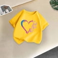 thumbnail image 1 of Rbaofujie T-Shirts Graphiques Cœur pour Fille Manches Courtes Col Rond T-Shirt d'Été Hauts, 1 of 5