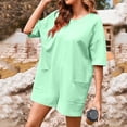 thumbnail image 4 of BUIgtTklOP Women's Summer Oversized Hot Short Tee Romper Casual Workout Athletic Romper Onesie Backless Loose Shorts Jumpsuit Overalls With Pocket, 4 of 6