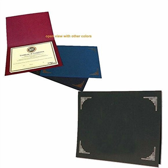 Black Certificate Folder for 8.5x11 or 8x10 Documents (25 Pack)