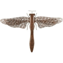 DecMode Rustic Metal Dragon Fly with Filligree Scroll Wing Pattern with Brown Textured Finish Wall Décor , 40"W x 30"H