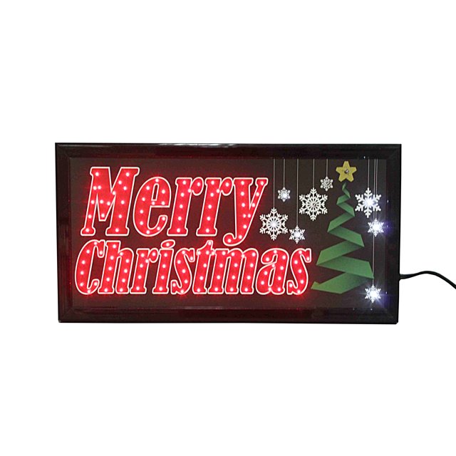 FixtureDisplays® Panneau à DEL Animé « Merry Noël » Flocon de Neige Décoration Intérieure Suspension Affichage de Message Couleur 16676
