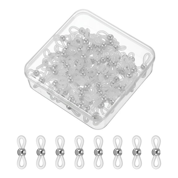 Eyeglass Chain End, 120 Pcs Round Eyeglass Chain Connector with Medium Box for Eyeglass Holder, White/Silver