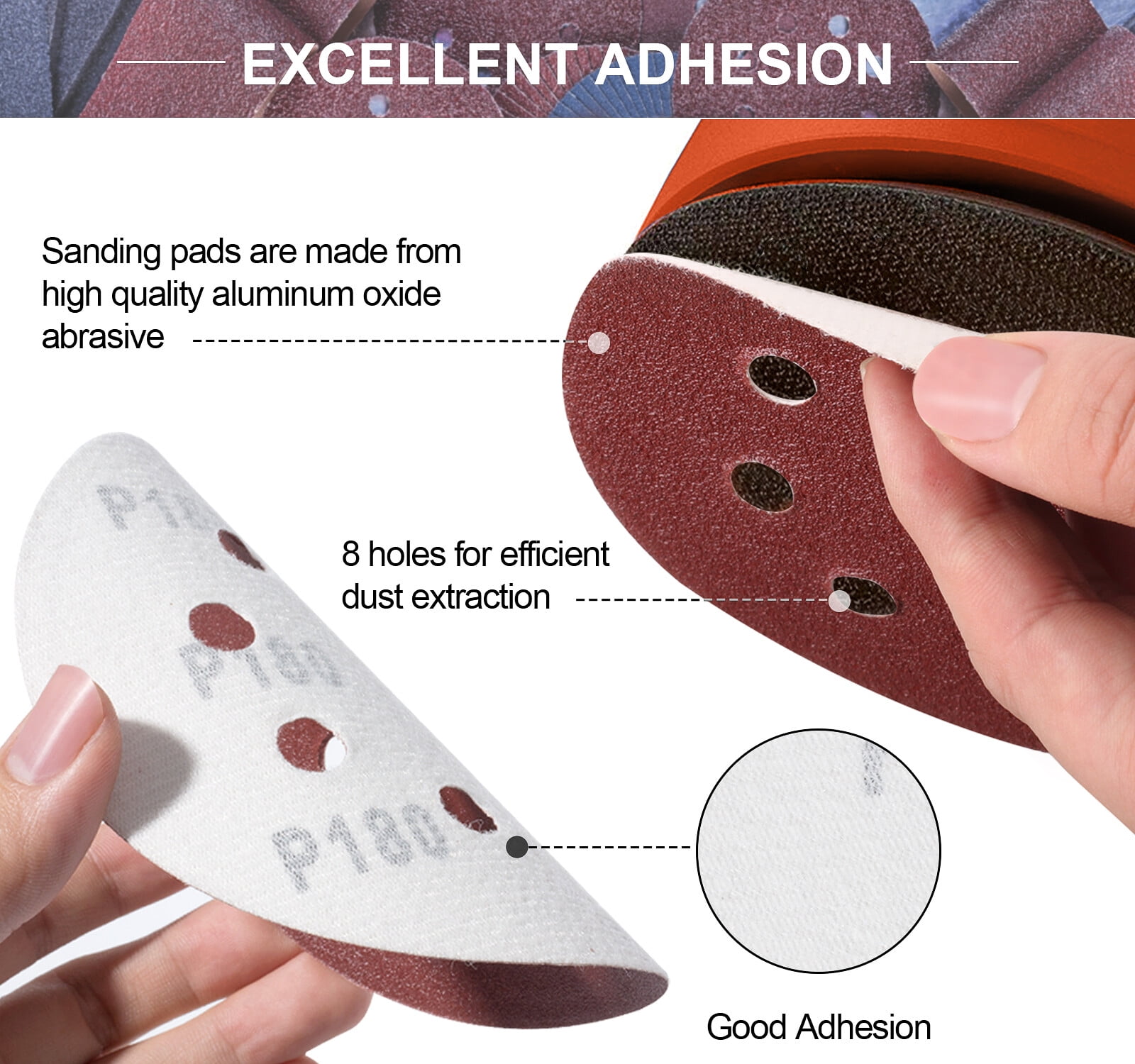 SATC 120Pcs 5" Sanding Discs Hook and Loop 8-Hole Orbital Sander Sandpaper 800-2000 Grit for Polishing