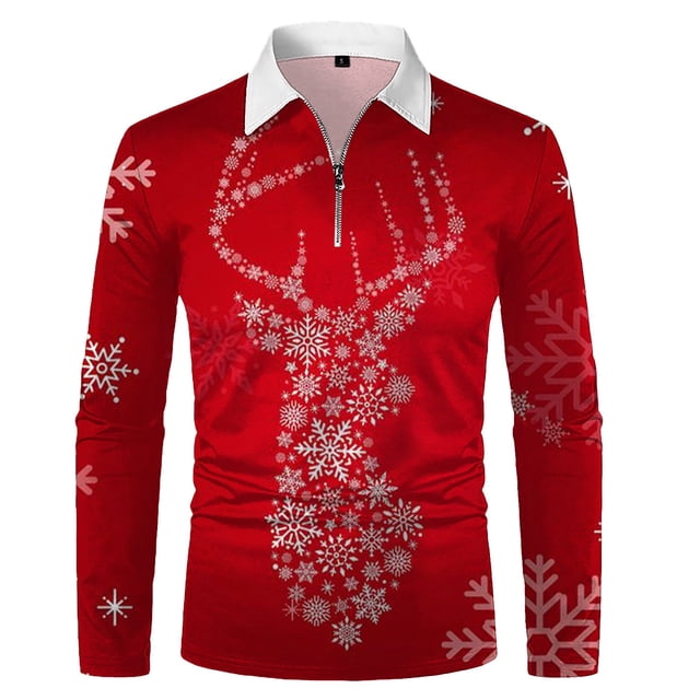 toraway T-Shirts pour Hommes Mode Automne Col à Revers Manches Longues Chemise Imprimée Style Décontracté Deux TTG