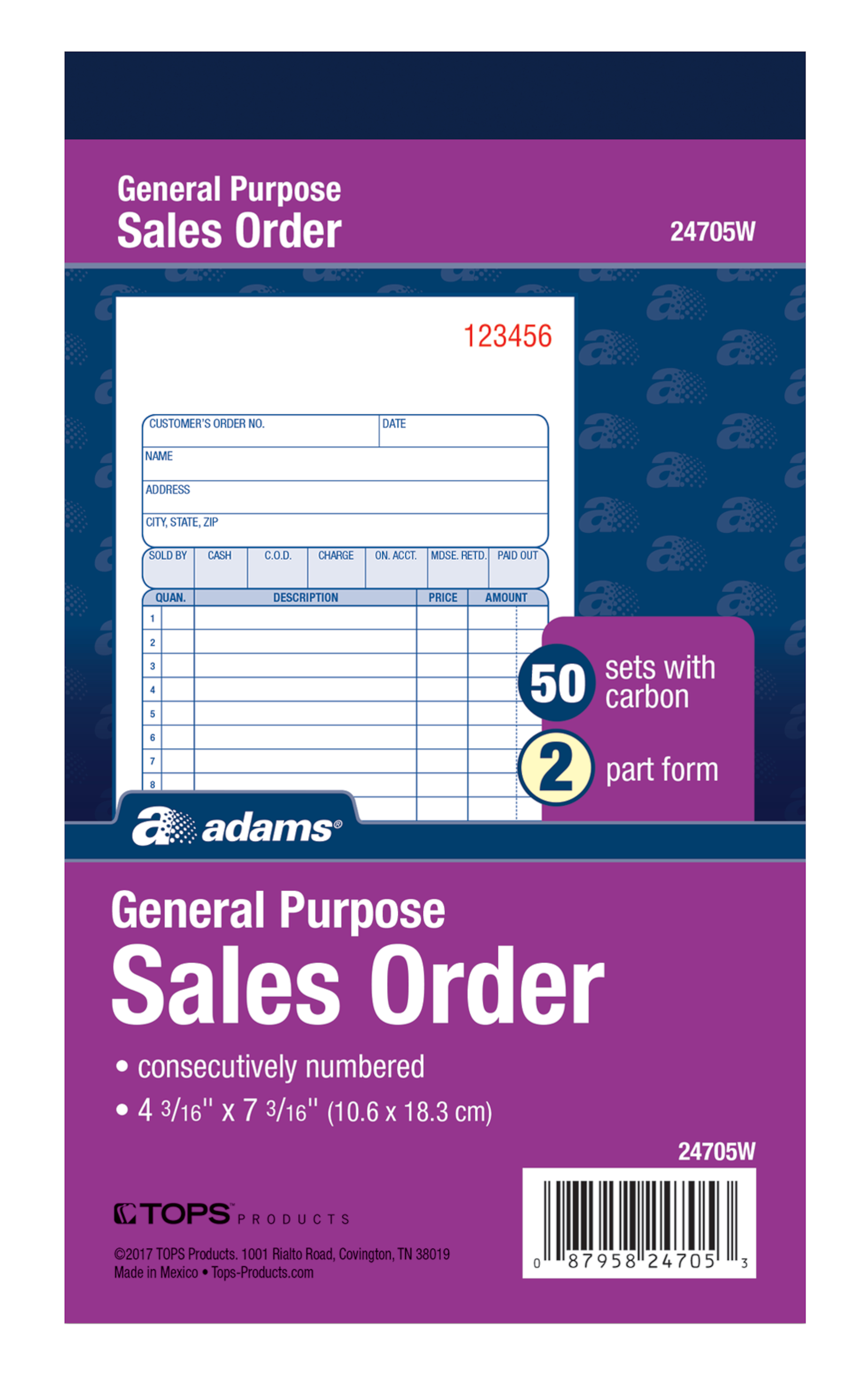 Adams® All Purpose Sales Record Book, 2-Part, with Carbon, 50 Sets per Book - image 2 of 9