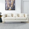 thumbnail image 2 of 81 Inch Oversized 3 Seater Sectional Sofa Ivory Teddy Fabric Deep Seating Sofa with 3 Pillows for Living Room Office, 2 of 8