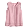 thumbnail image 6 of BRELIL Women Two Piece Sets Summer Casual Matching Outfits Round Neck Sleeveless Tank Top Shorts Set Solid Boho Beach Loose Vacation Travel Loungewear, Pink 2XL, 6 of 9
