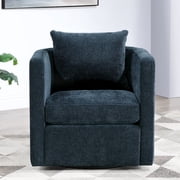 Comfort Pointe Sheldon Navy Blue Fabric Swivel Barrel Accent Chair