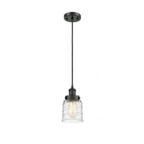 916-1P-BK-G513-Innovations Lighting-Bell - 1 Light Cord Hung Mini Pendant In Industrial Style-10 Inches Tall and 5 Inches Wide-Matte Black Finish-Deco