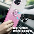thumbnail image 3 of TJS for Motorola Moto Edge Plus 2023 Phone Case, Two Tone Shinny Glitter Metal Ring Magnetic Support Kickstand Cover for Moto Edge Plus 2023 (Pink), 3 of 6