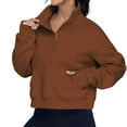 thumbnail image 2 of Rosvigor Sweatshirt for Women Half Zip Cropped Pullover Fleece Hoodies Fall Winter Tops Thumb Hole, 2 of 7
