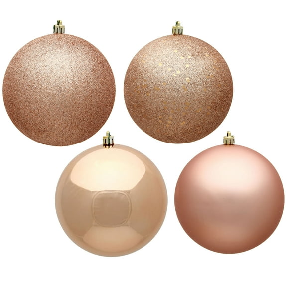 Vickerman 4.75" Rose Gold 4-Finish Ball Ornament Assortment, 4 per Box