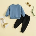 thumbnail image 4 of Caqnni Toddler Baby Boy Fall Winter Clothes 2-Piece Long Sleeve Top and Jogger Pant Set 2Pcs Fall Winter Outfits (Blue,3-6 Months), 4 of 5