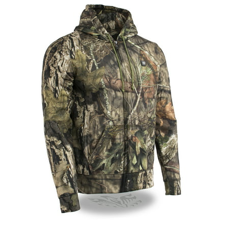 Men’s Zipper Front Mossy Oak® Camo Heated Hoodie w/ Front & Back Heating, includes portable battery