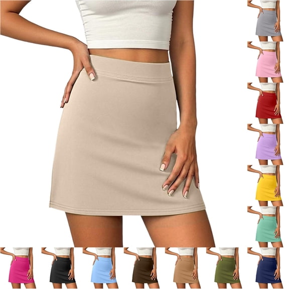 Womens Beige Tennis Skirt Flowy Golf Skorts Built in Shorts Mini Golf Skirts S