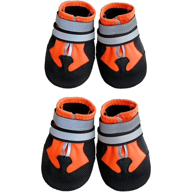 Botas para perros, botas protectoras para perros, 4 piezas, zapatos transpirables para perros, zapatillas antideslizantes (M, naranja)
