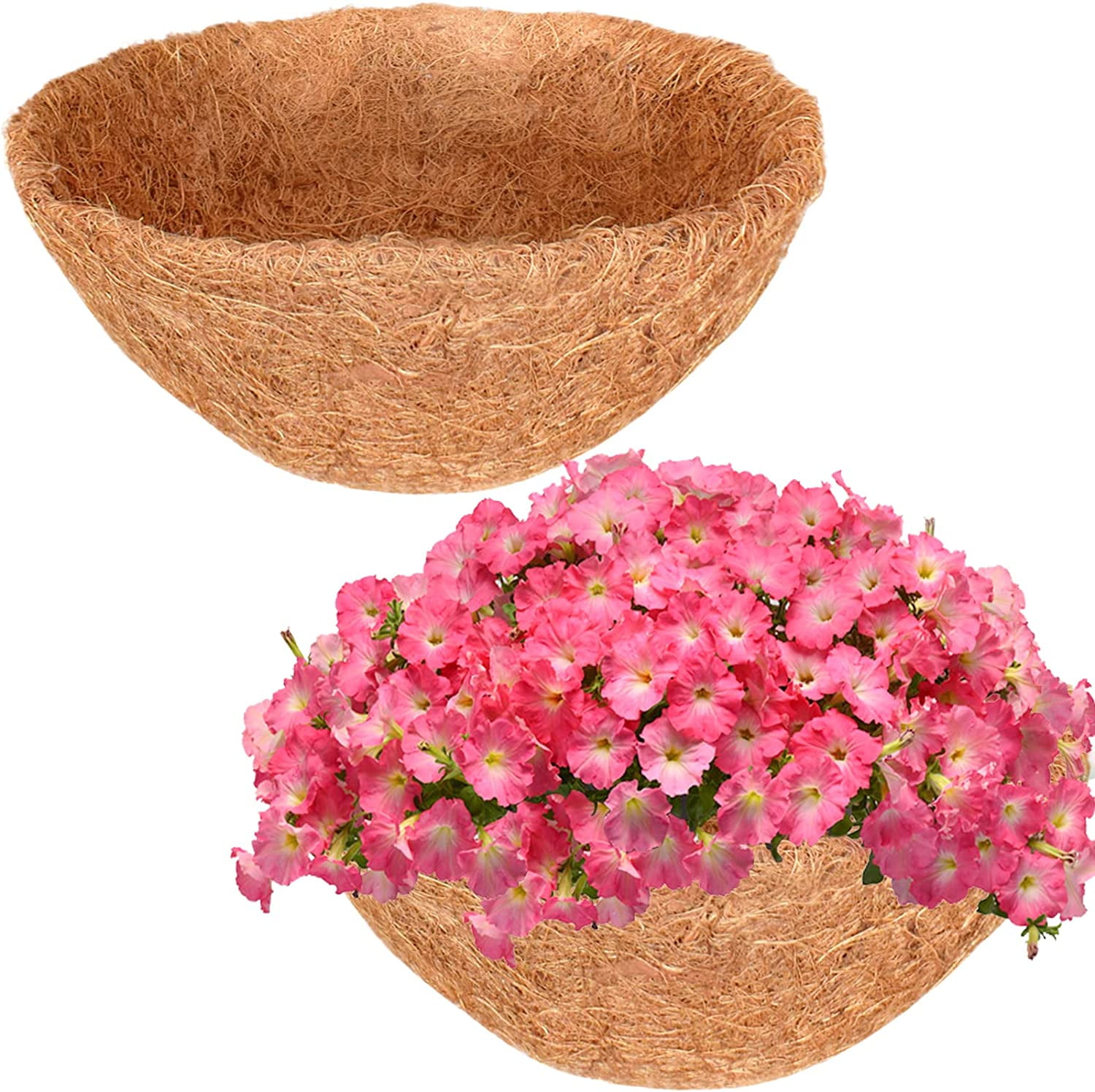 ZeeDix 2PCS 20Inch Coconut Liners Coco Coir Hanging Basket Liners 100