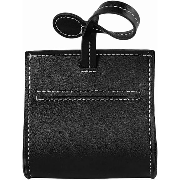Black Dog Poop Bags Dispenser PU Leather Soft Portable Doggie Waste Pet Poops Bag Roll Leash Handbags Holder Mini Dispenser