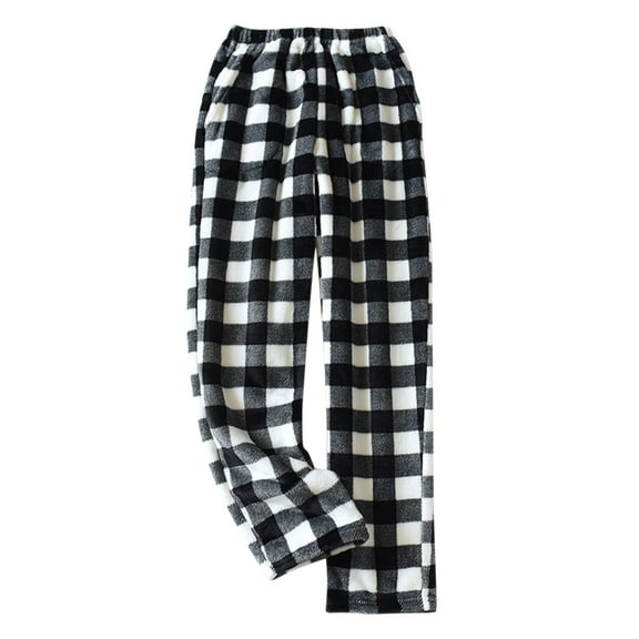 Oksale Plaid Flannel Pajama Pants for Women Fuzzy Fleece Sleepwear with Pockets Loose Fit Warm Winter Loungewear Fall Pj Pants for Home Black M