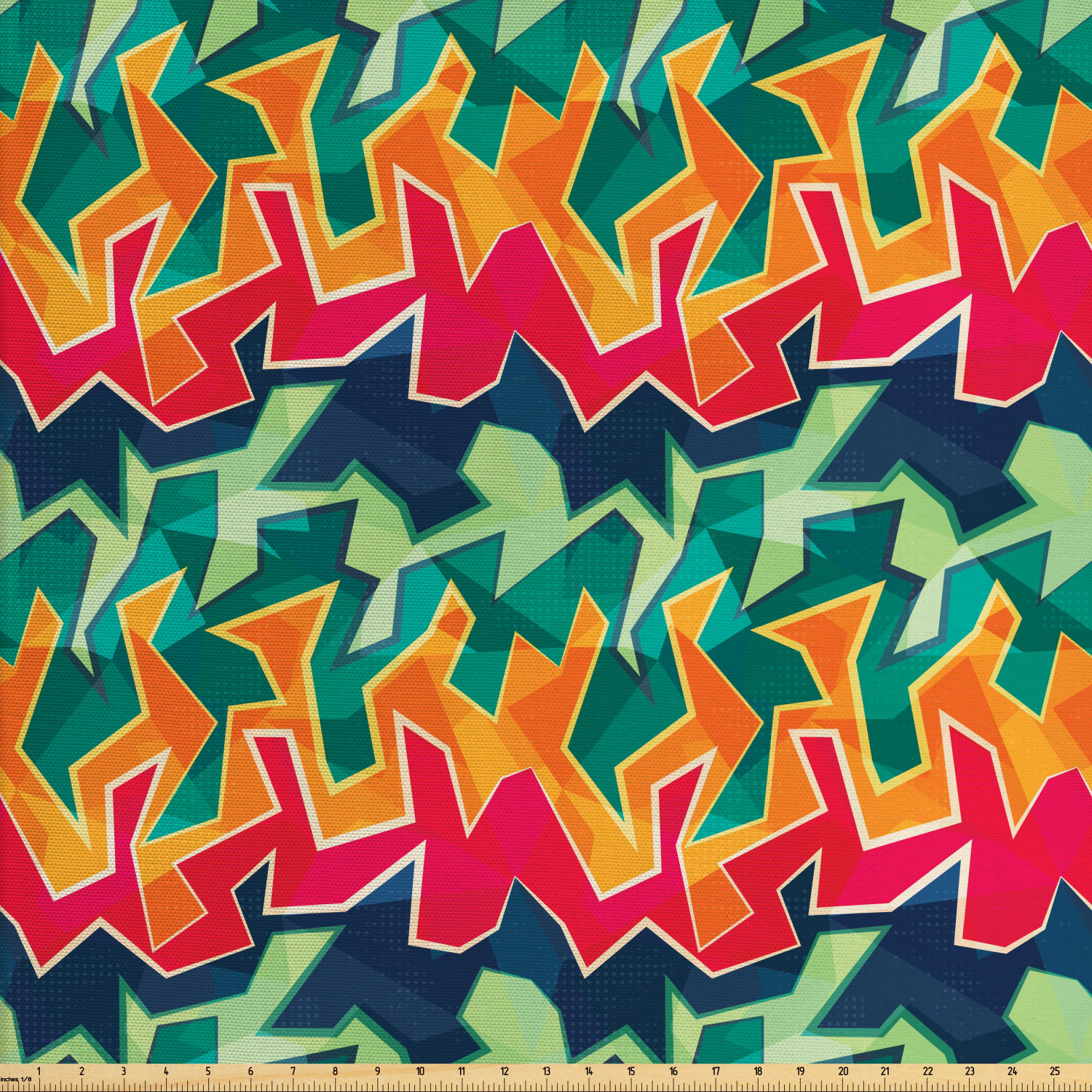 Grunge Fabric by The Yard, Colorful Graffiti Inspired Pattern Cool