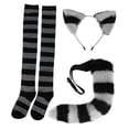 thumbnail image 2 of Conjunto de disfraz de gato para cosplay: incluye diadema, pinza para el pelo, medias y orejas. Gris oscuro, 2 of 9
