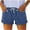 C02 Blue, variant on Jean Shorts Womens High Waisted Drawstring Elastic Waist Rolled Cuffs Soft Stretch Denim Shorts with Pockets White L