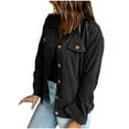 thumbnail image 6 of Herrnalise Women's Corduroy Button Down Shirts Casual Long Sleeve Oversized Jacket Shacket Coat with 4 Pockets Black,XXL, 6 of 9