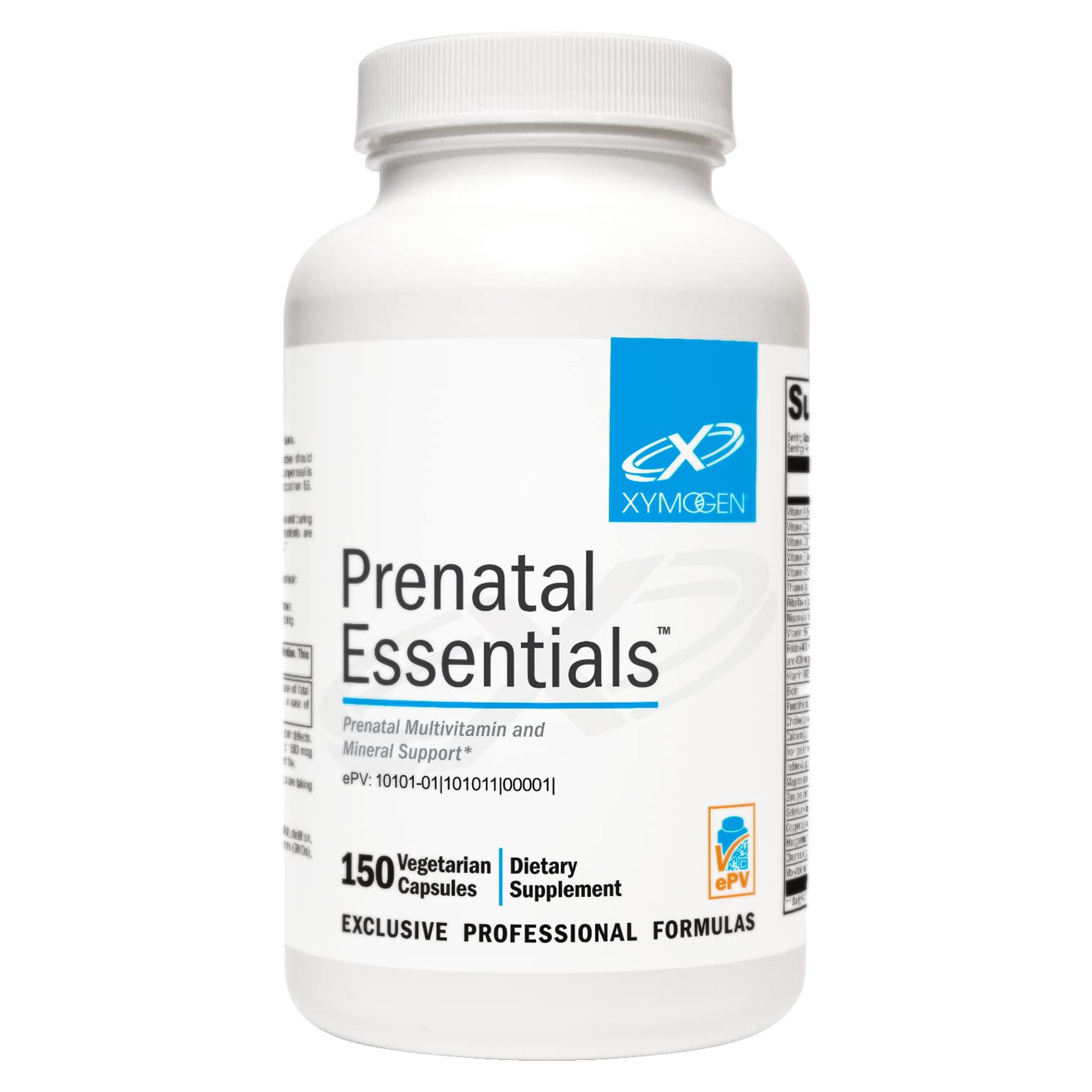 XYMOGEN Prenatal Essentials - Prenatal Multivitamin & Mineral Support - 5-MTHF & Essential Nutrients - Gentle on Stomach - Vegetarian - 150 Capsules