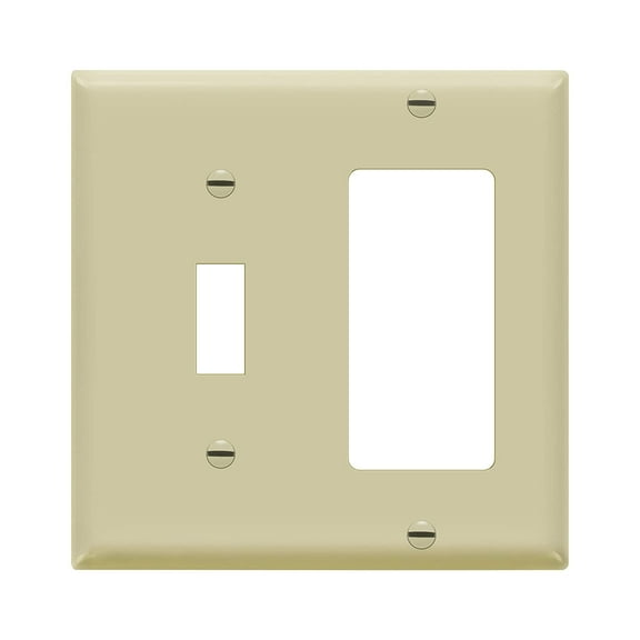 ENERLITES Combination Toggle Switch / Decorator Switch Wall Plate, Standard Size 2-Gang, Polycarbonate Thermoplastic, Ivory